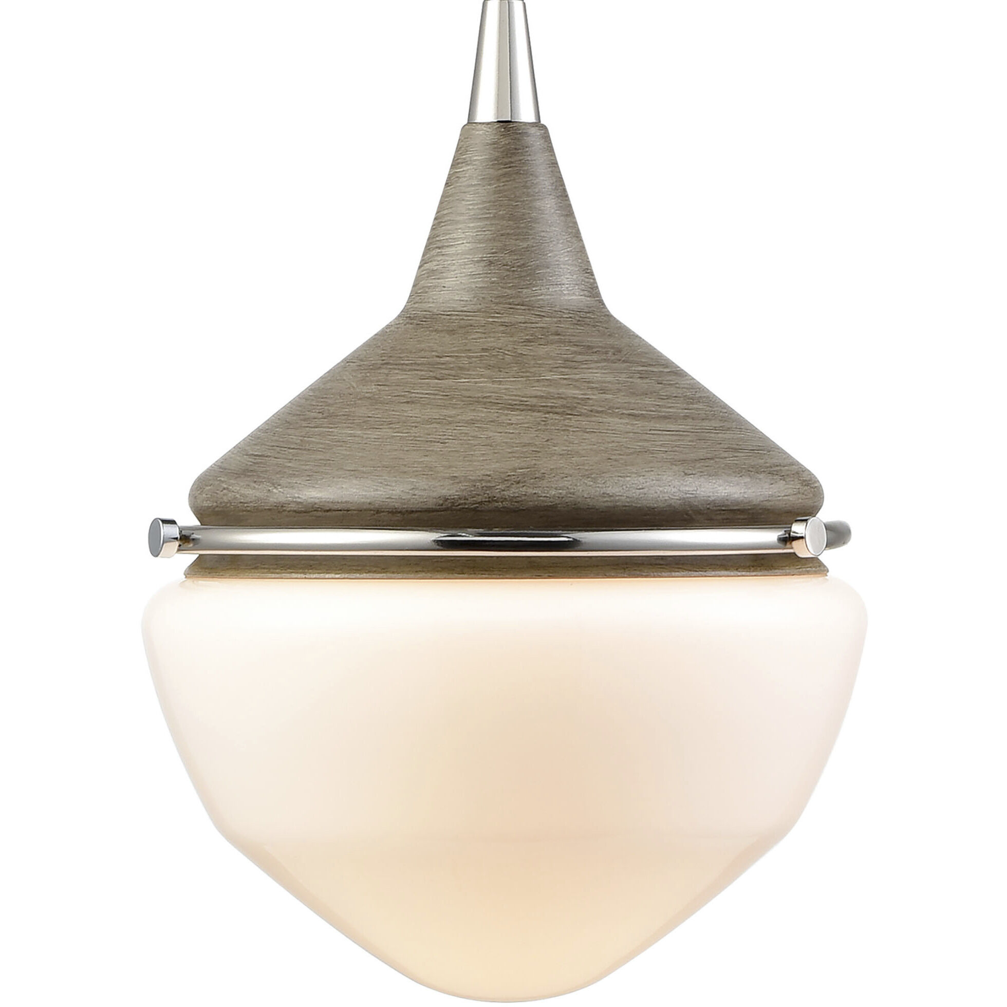 Mid-Century Schoolhouse 1 Light 8 inch Pecan with Polished Nickel Mini Pendant Ceiling Light