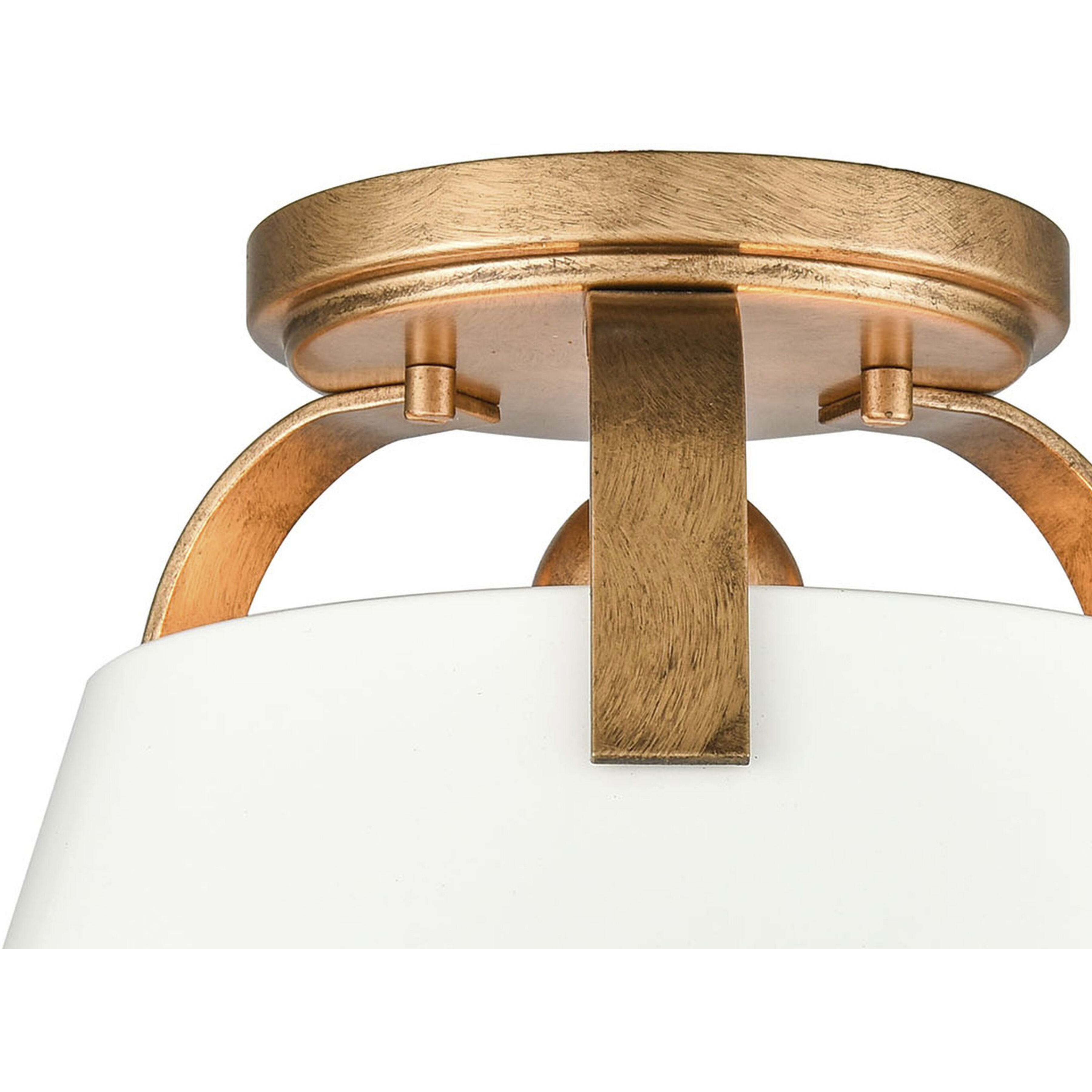 Jepson 1 Light 9.5 inch Antique Gold with Matte White Semi Flush Mount Ceiling Light