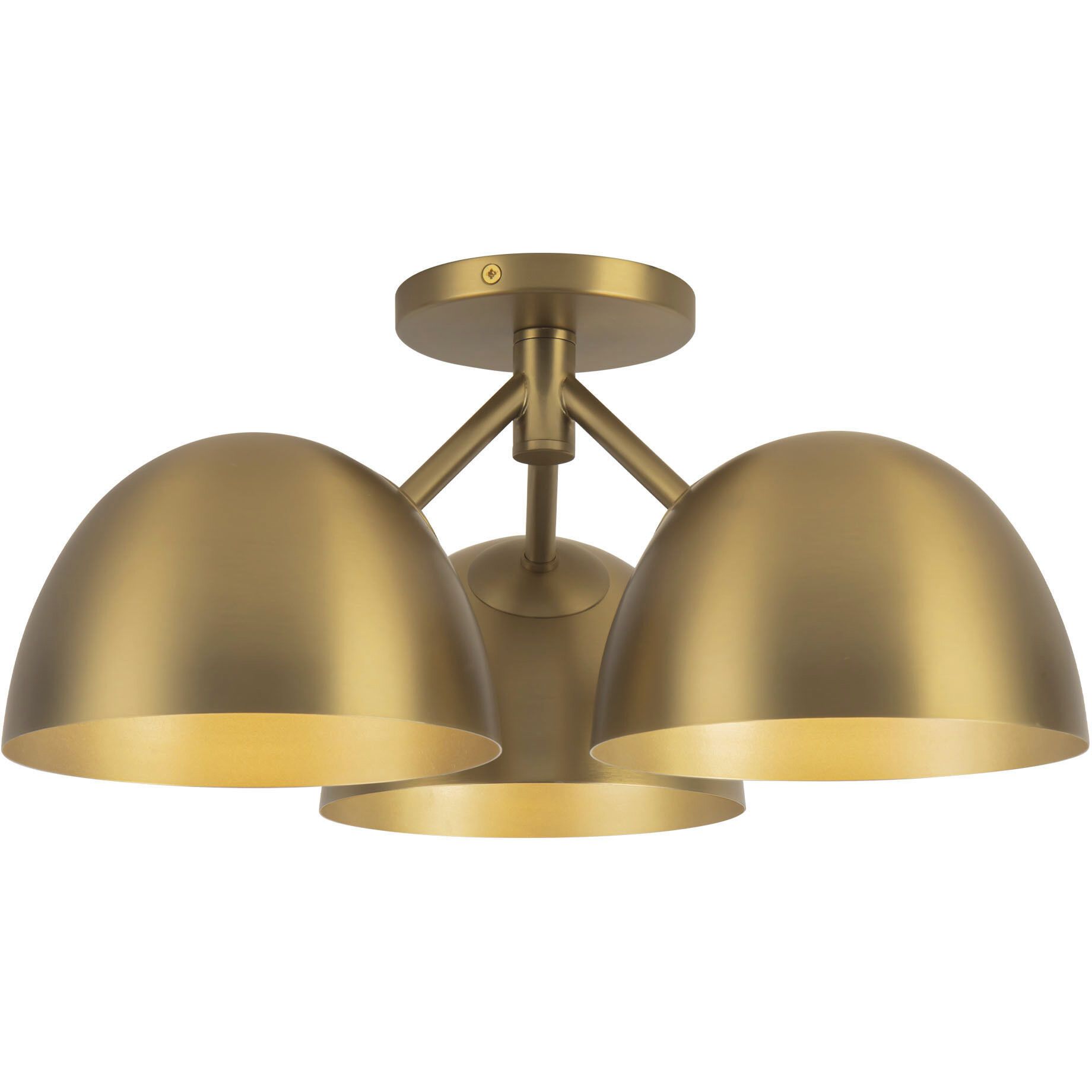 Fosso 3 Light 17 inch Brushed Gold Semi-Flush Mount Ceiling Light