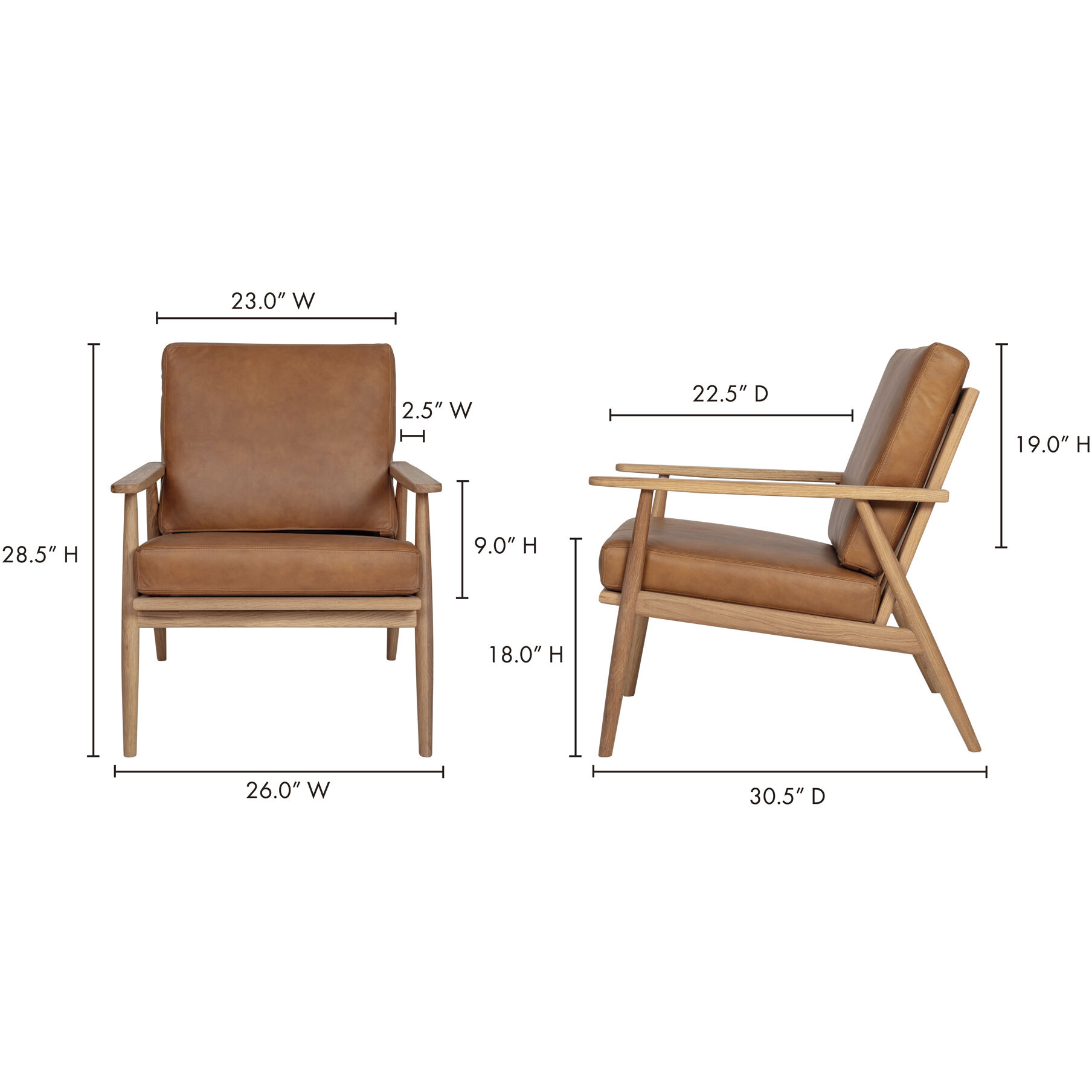 Moe's Home Collection YC-1017-40 Harper Brown Lounge Chair