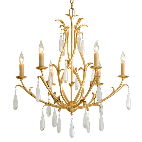 Prosecco 6 Light 30 inch Gold Leaf Chandelier Ceiling Light