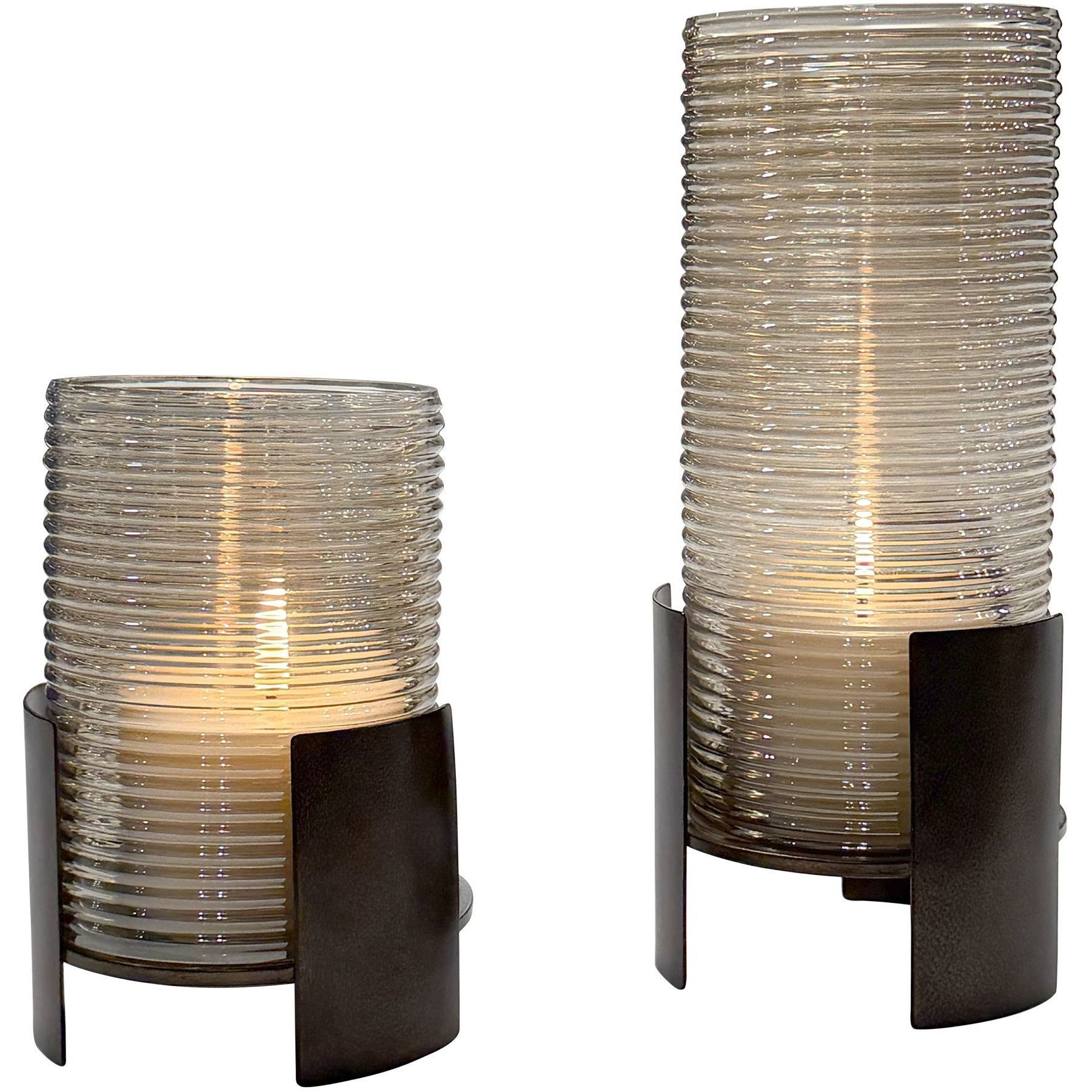 Fluted Fire 12 X 5.25 inch Candleholders, Set of 2