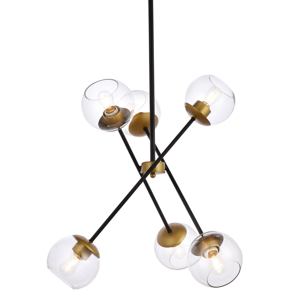 Axl 6 Light 24 inch Black and Brass Pendant Ceiling Light