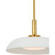 Amber Lewis Cyrus LED 15.5 inch Hand-Rubbed Antique Brass and Matte White Pendant Ceiling Light