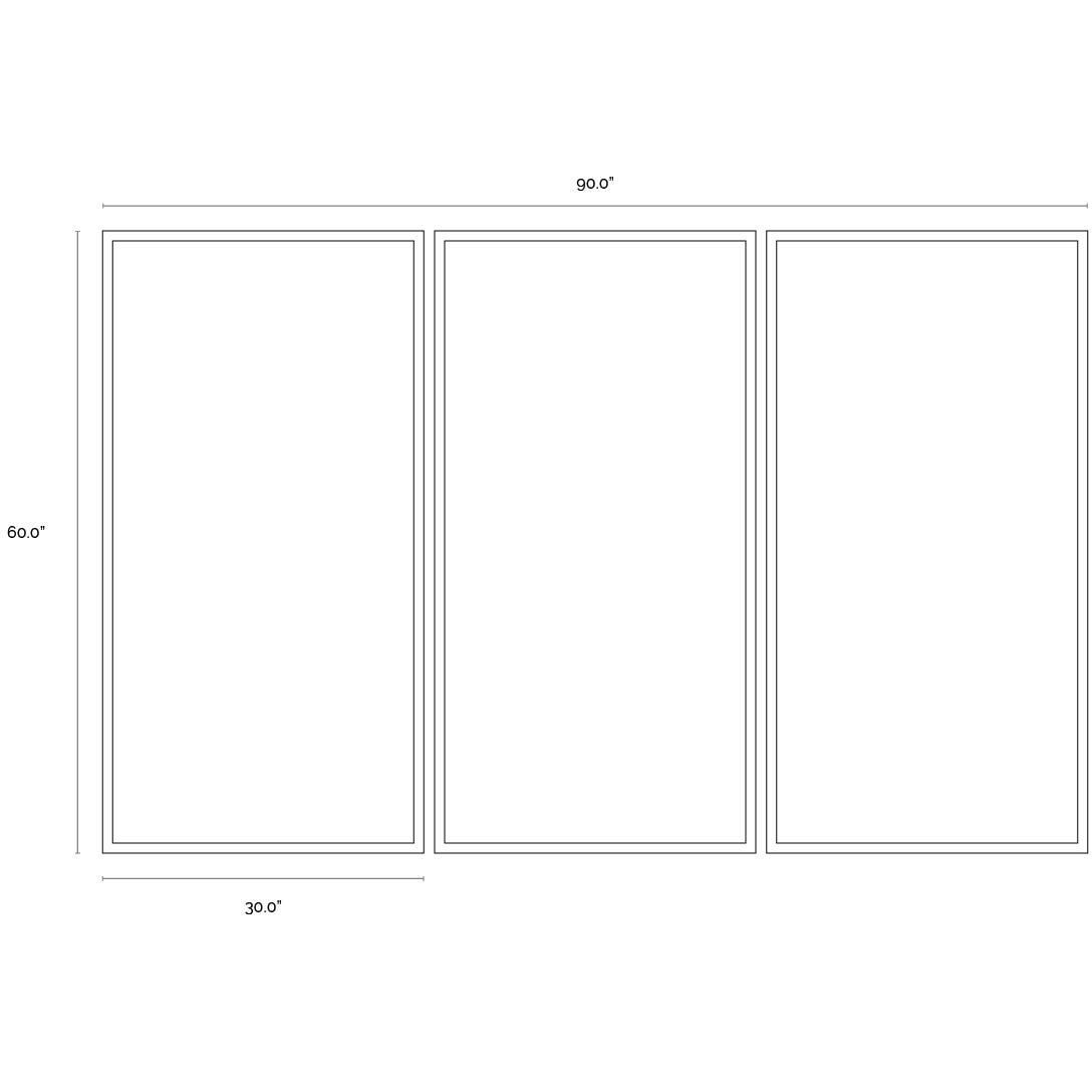 Boxed In 60 X 30 inch Hand Painted Art, Set Of 3