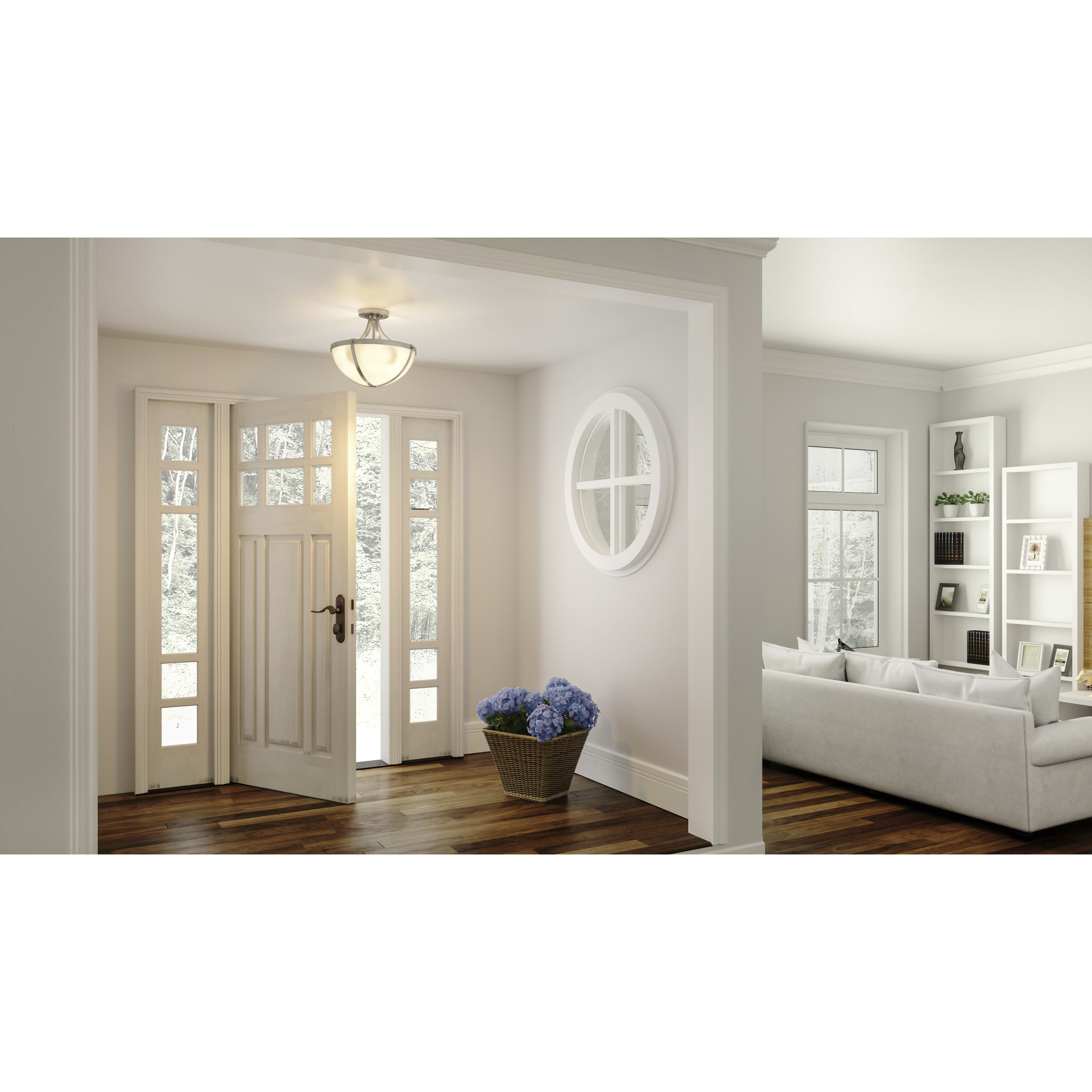 Antebellum 2 Light 14.75 inch Brushed Nickel Semi-Flush Mount Ceiling Light