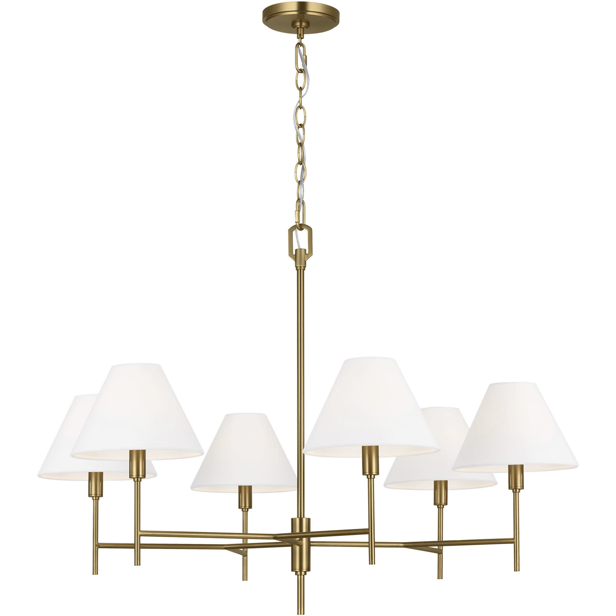 C&M by Chapman & Myers Ridgewood 6 Light 36 inch Burnished Brass Chandelier Ceiling Light