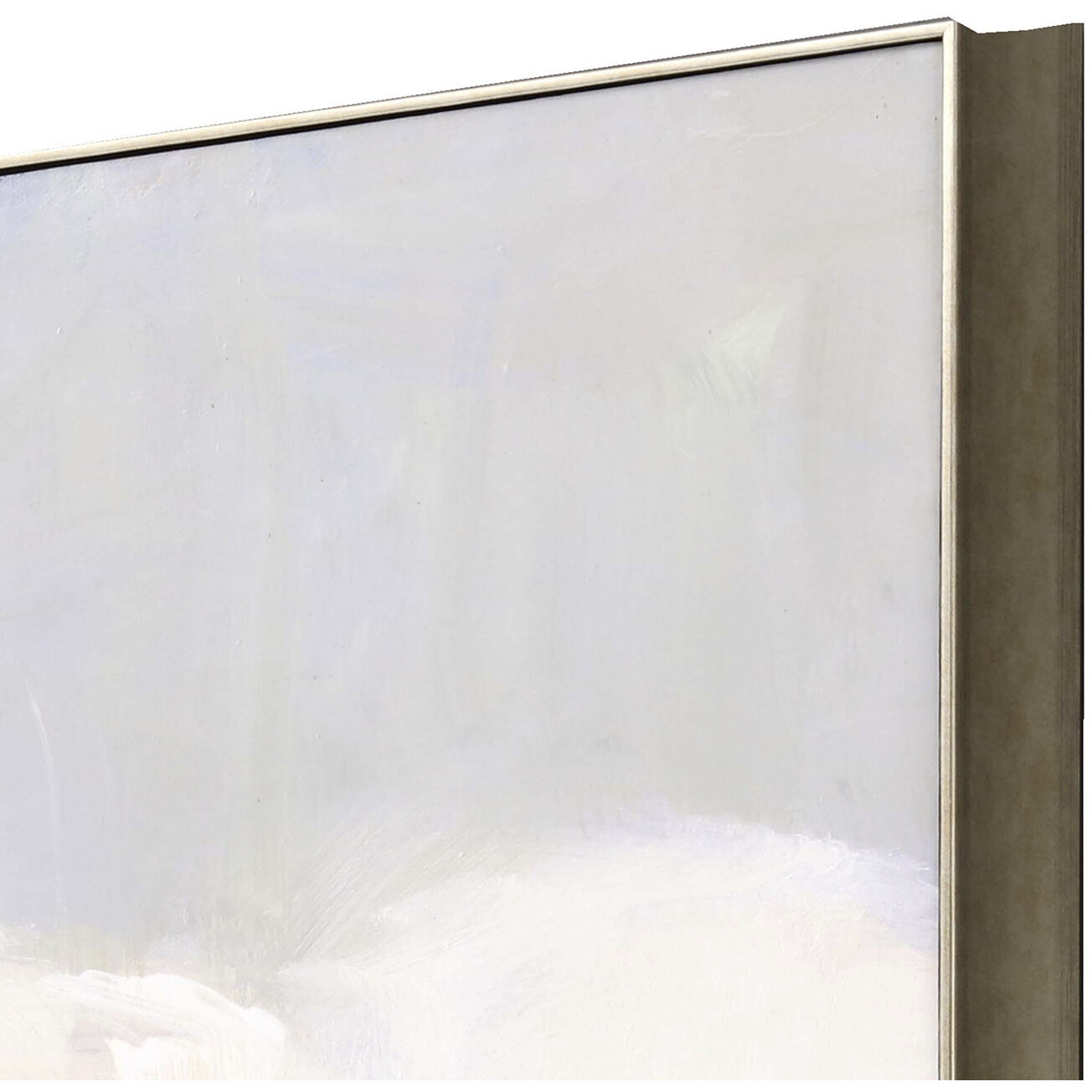 Dream of Clouds Where Land Meets Sky Blue and Gray and Yellow Framed Art