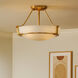 Hathaway 3 Light 16 inch Heritage Brass Indoor Semi-Flush Mount Ceiling Light in Etched White