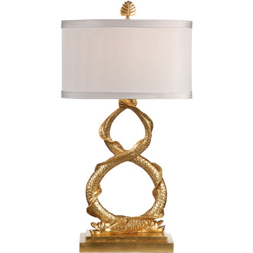 Wildwood 33 inch 100 watt Antique Gold Leaf Table Lamp Portable Light