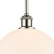 Ballston Large Athens LED 10 inch Polished Nickel Pendant Ceiling Light in Matte White Glass, Ballston