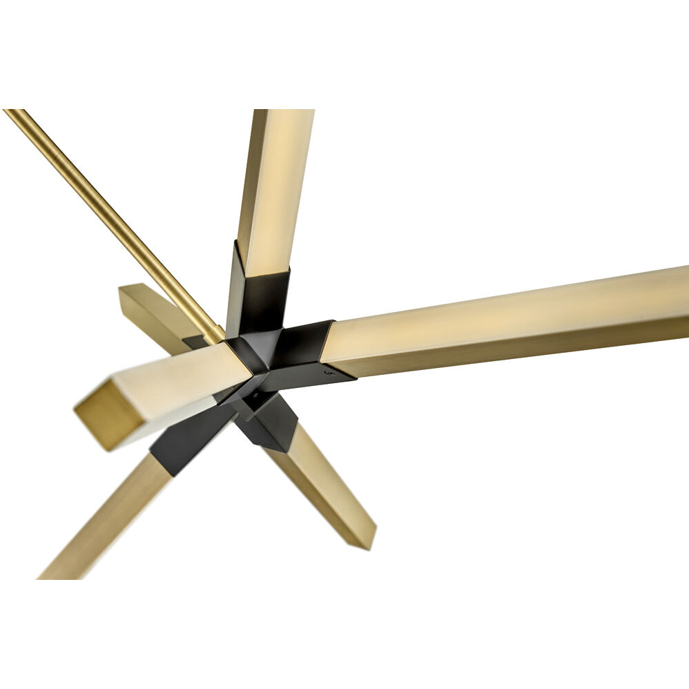 Rae LED 39 inch Lacquered Brass Chandelier Ceiling Light, Linear & Oval