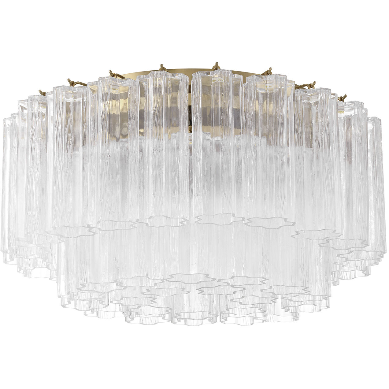 Addis 7 Light 22.25 inch Aged Brass Flush Ceiling Light in Tronchi Glass Clear
