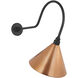Thomas O'Brien Academy Barn Light LED 24.25 inch Matte Black Angled Flynn Barn Light in 12.5" Soft Copper Conical Savannah Shade