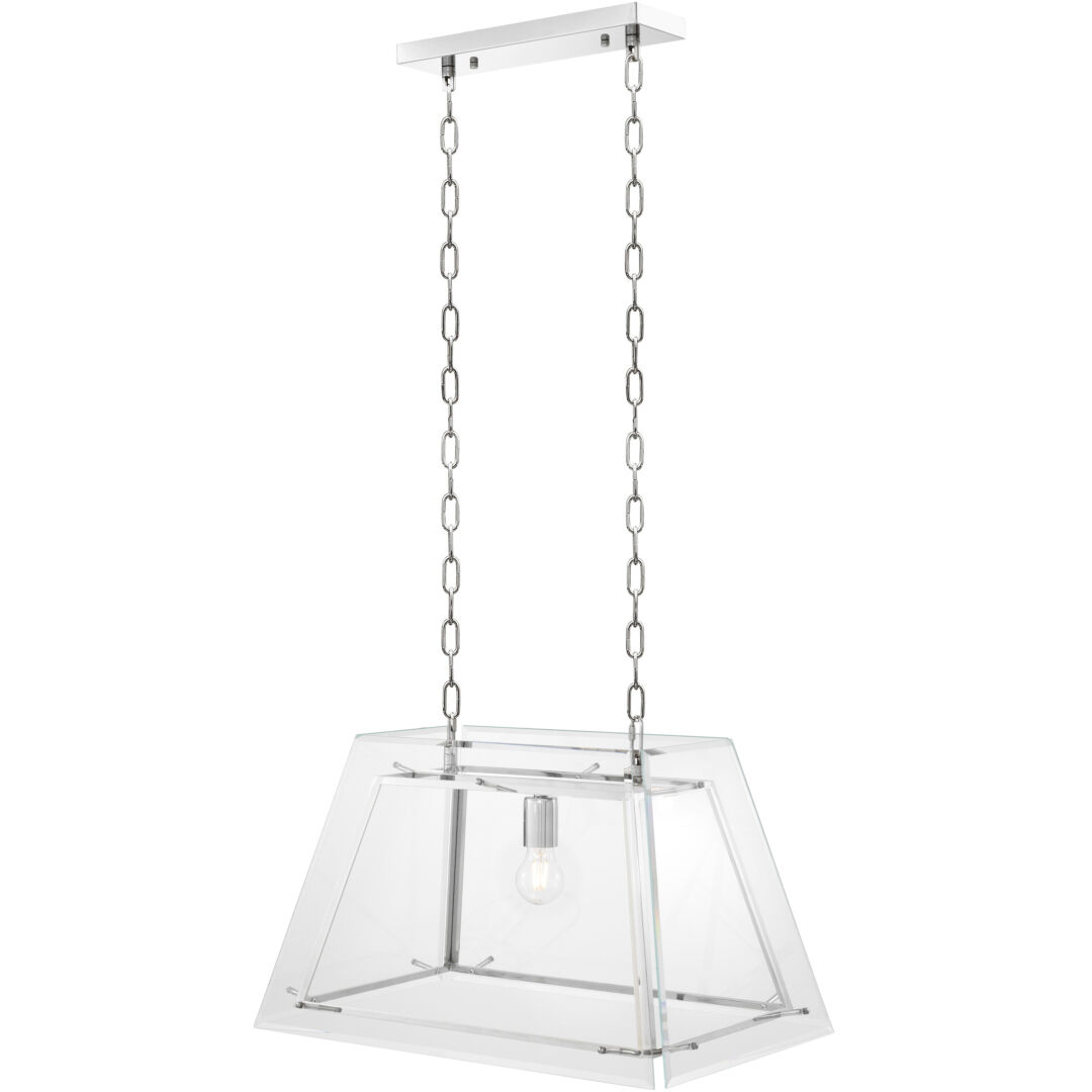 Azure 1 Light 24.02 inch Nickel Chandelier Ceiling Light in Bevelled Clear Glass, Small