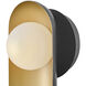 Zuri Sconce Wall Light in Black with Lacquered Brass