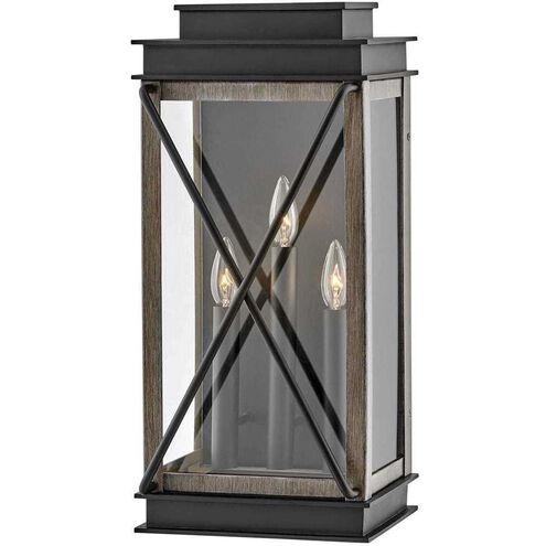 Montecito Outdoor Wall Mount Lantern in Black, Large