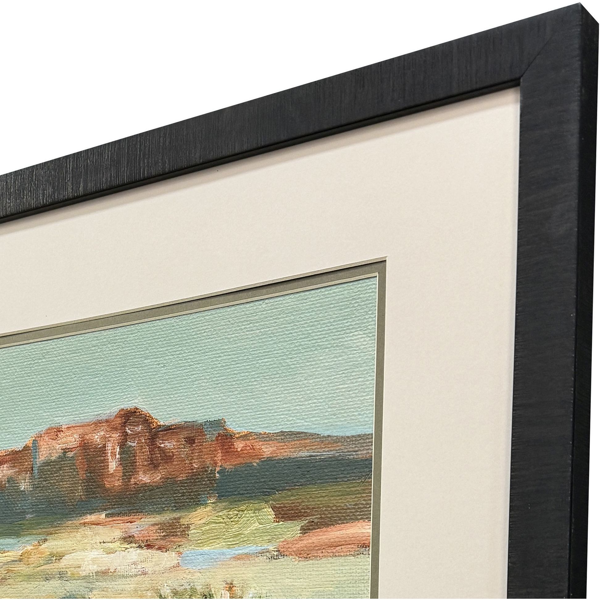 Pop Desert Green and Rust and Orange and Beige Framed Art, Propac