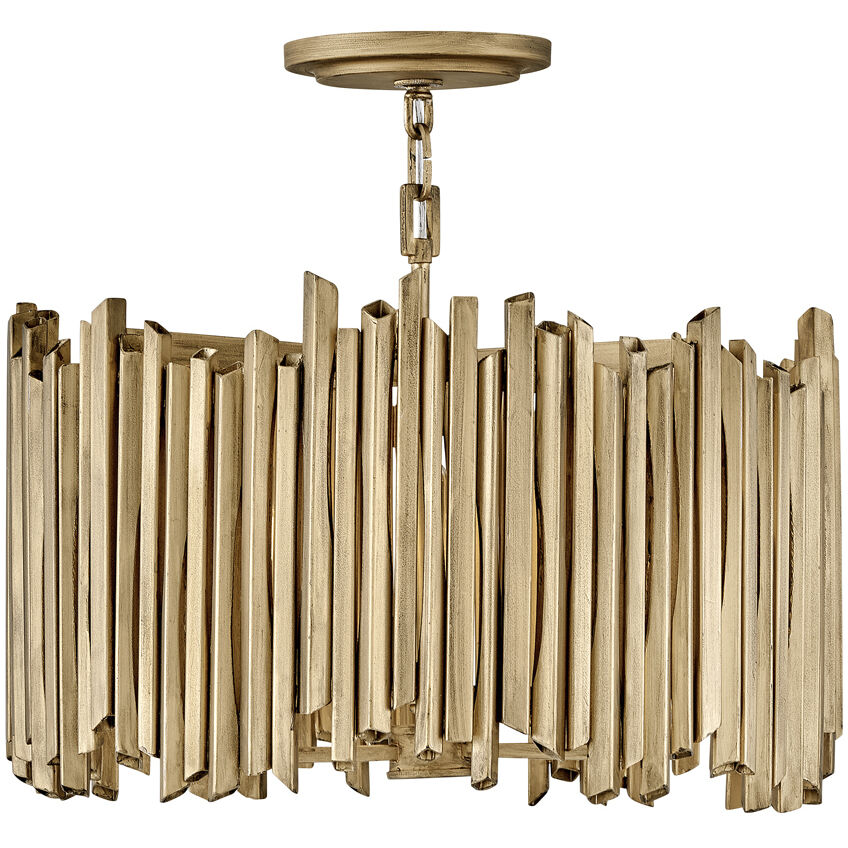 Lisa McDennon Roca 3 Light 20 inch Burnished Gold Indoor Pendant Ceiling Light, Convertible to Semi-Flush