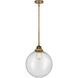 Nouveau 2 Beacon LED 12 inch Brushed Brass Mini Pendant Ceiling Light in Seedy