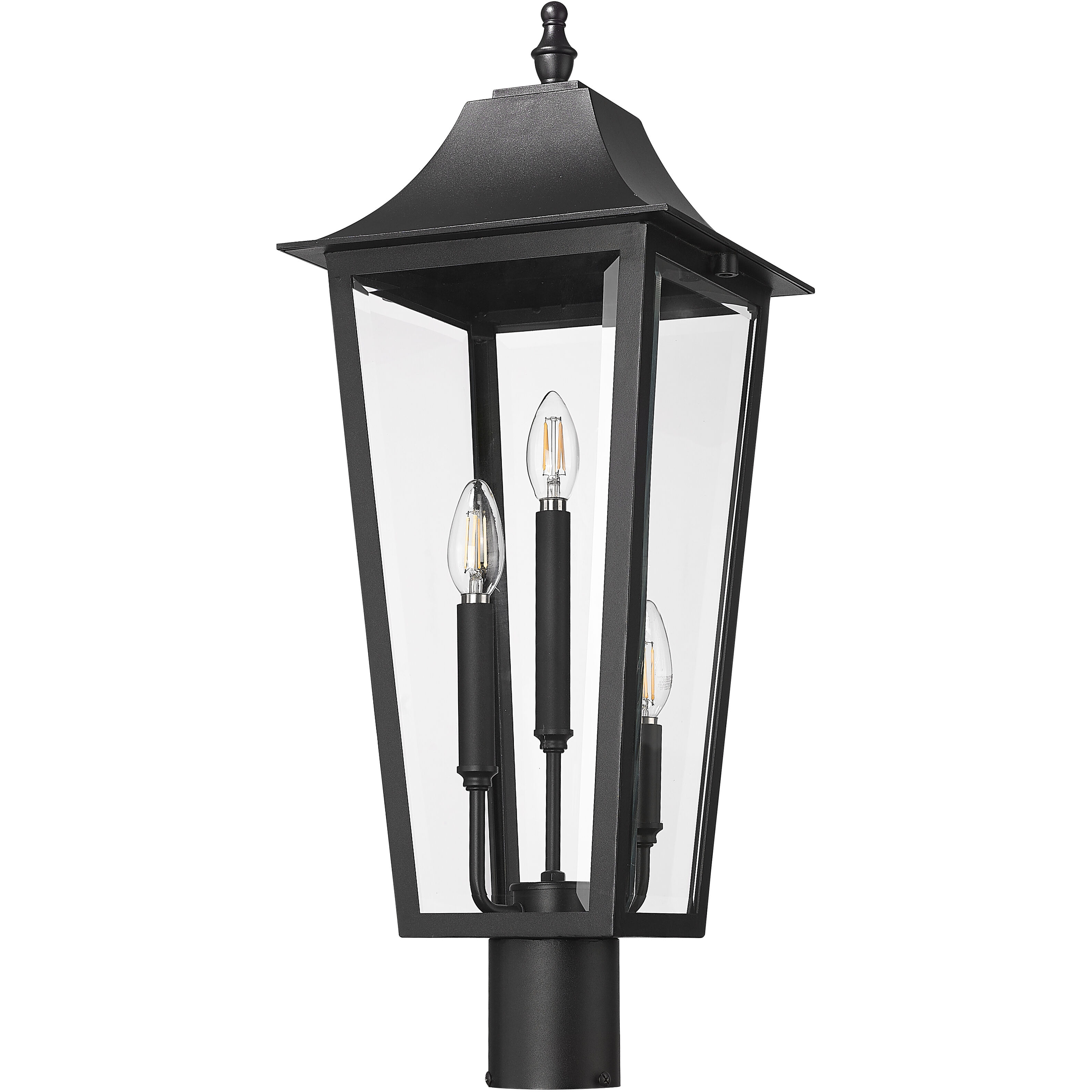 Gannon 3 Light 26.75 inch Black Outdoor Post Mounted Fixture in G9
