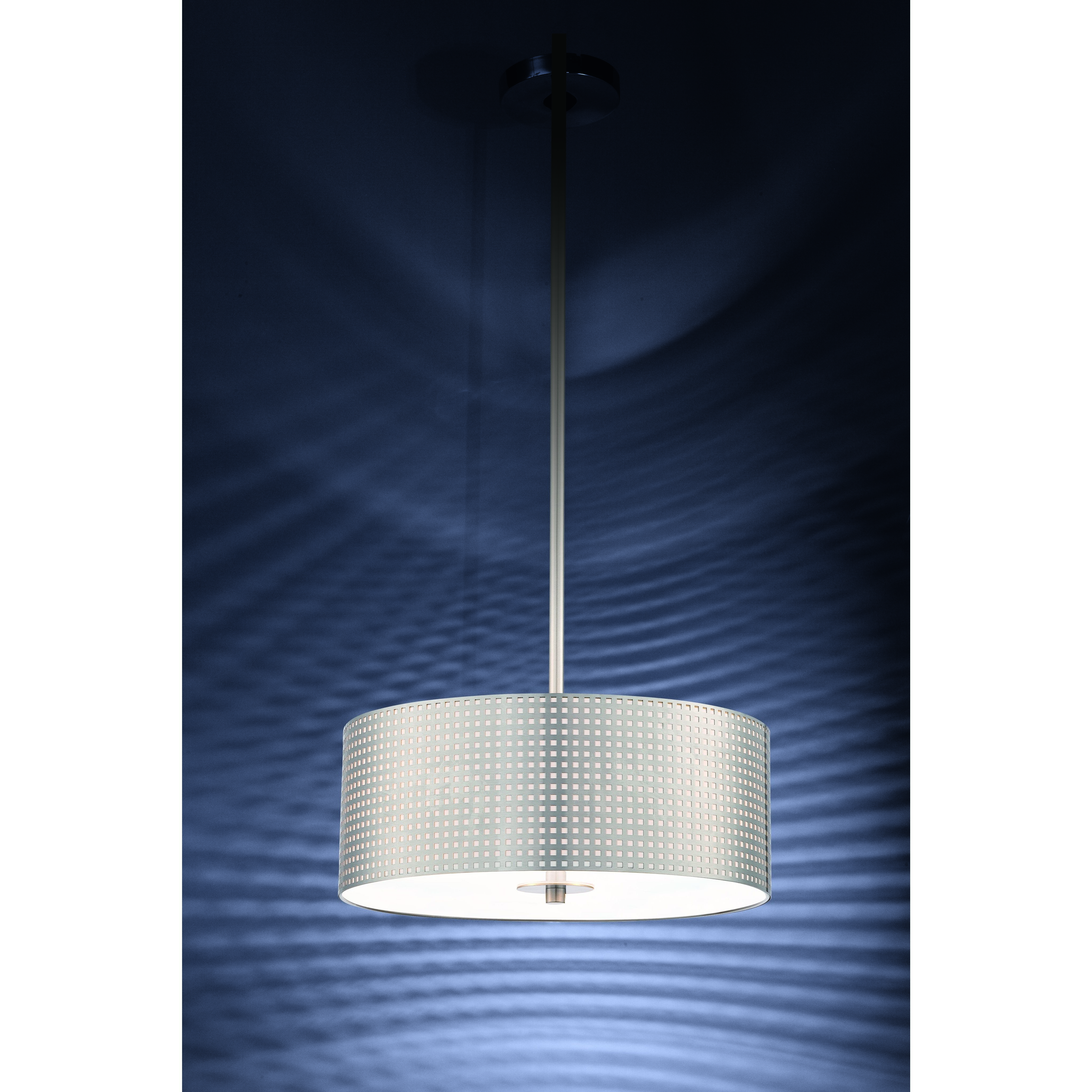 Grid 3 Light 18 inch Brushed Nickel Pendant Ceiling Light, Drum