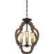 Bohemian 4 Light 16.88 inch Barrelwood with Brass Convertible SemiFlush/Pendant Ceiling Light