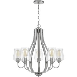 Newport 5 Light 26.25 inch Brushed Steel Chandelier Ceiling Light