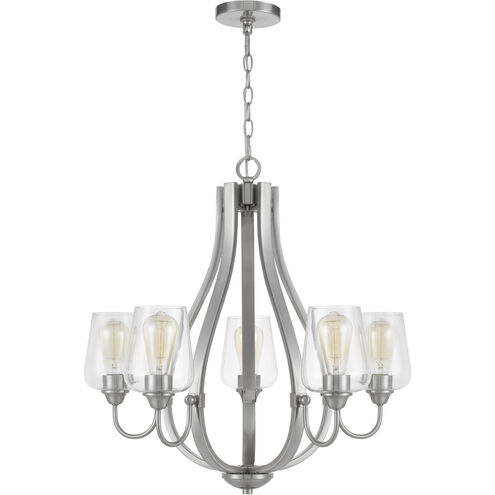Newport 5 Light 26.25 inch Brushed Steel Chandelier Ceiling Light