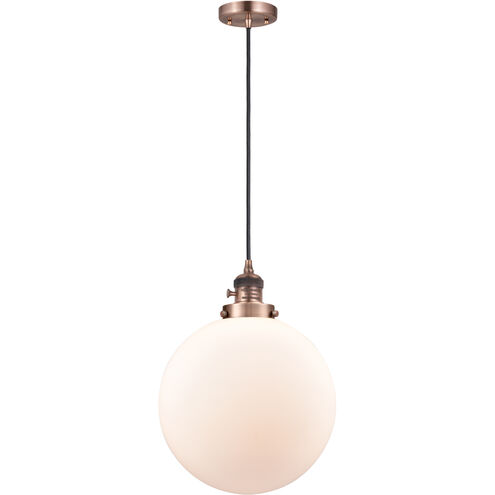 Franklin Restoration Beacon 1 Light 12 inch Antique Copper Mini Pendant Ceiling Light in Incandescent, Matte White