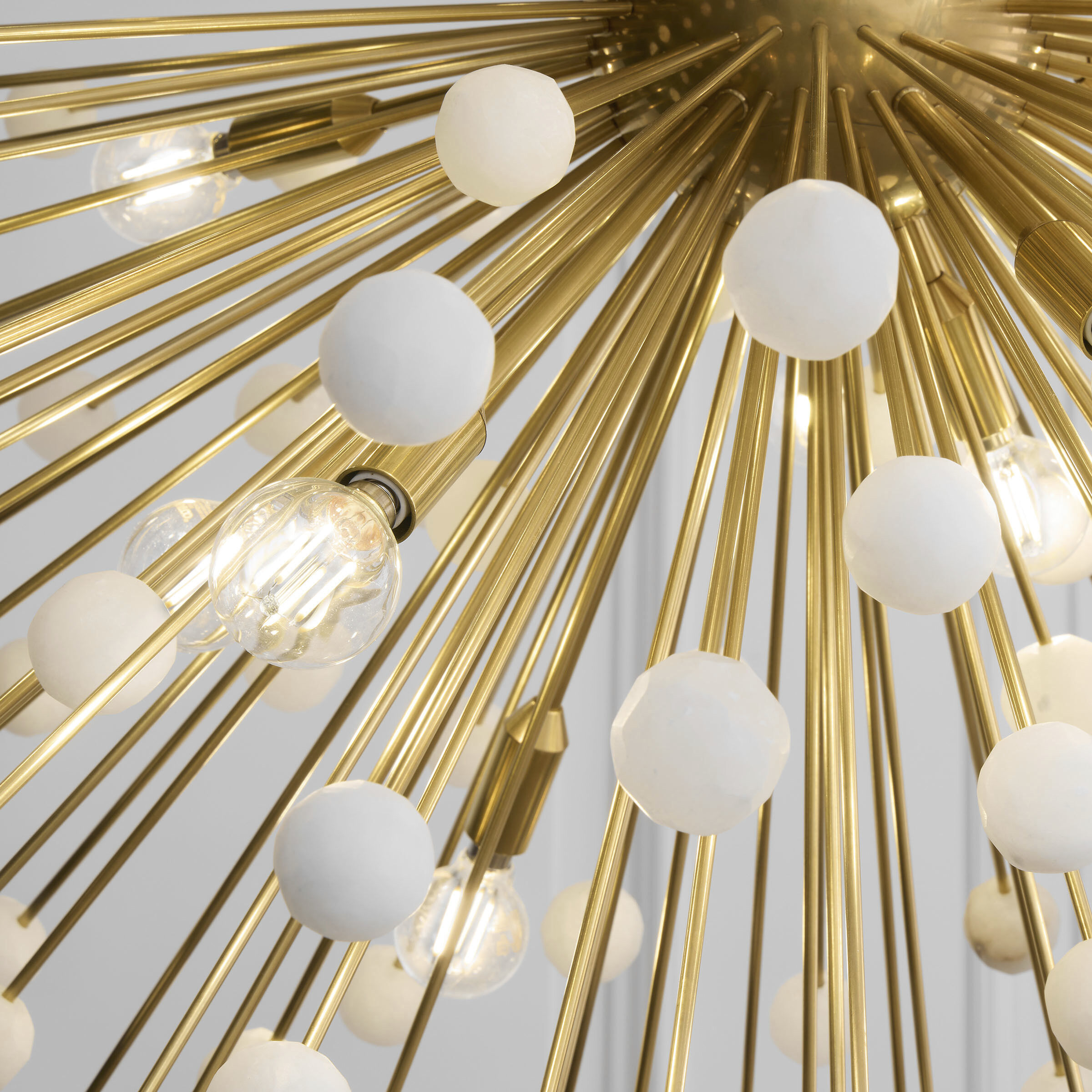 Suzanne Kasler Lys LED 41 inch Hand-Rubbed Antique Brass and Alabaster Chandelier Ceiling Light