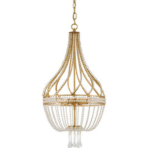 Ingenue 4 Light 14 inch Antique Gold Leaf Chandelier Ceiling Light