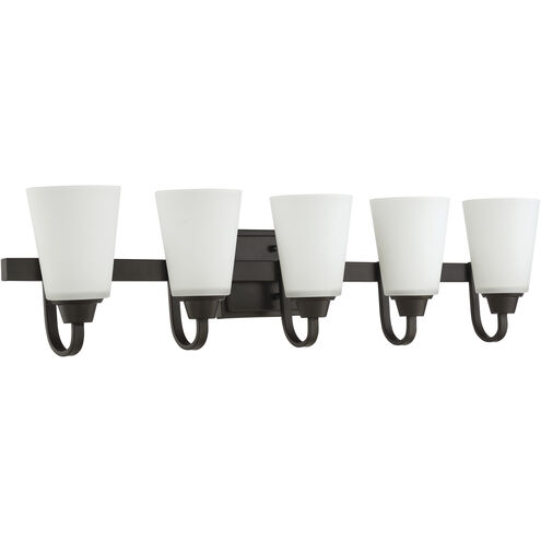 Neighborhood Grace 5 Light 37 inch Espresso Vanity Light Wall Light in White Frosted Glass, Jeremiah
