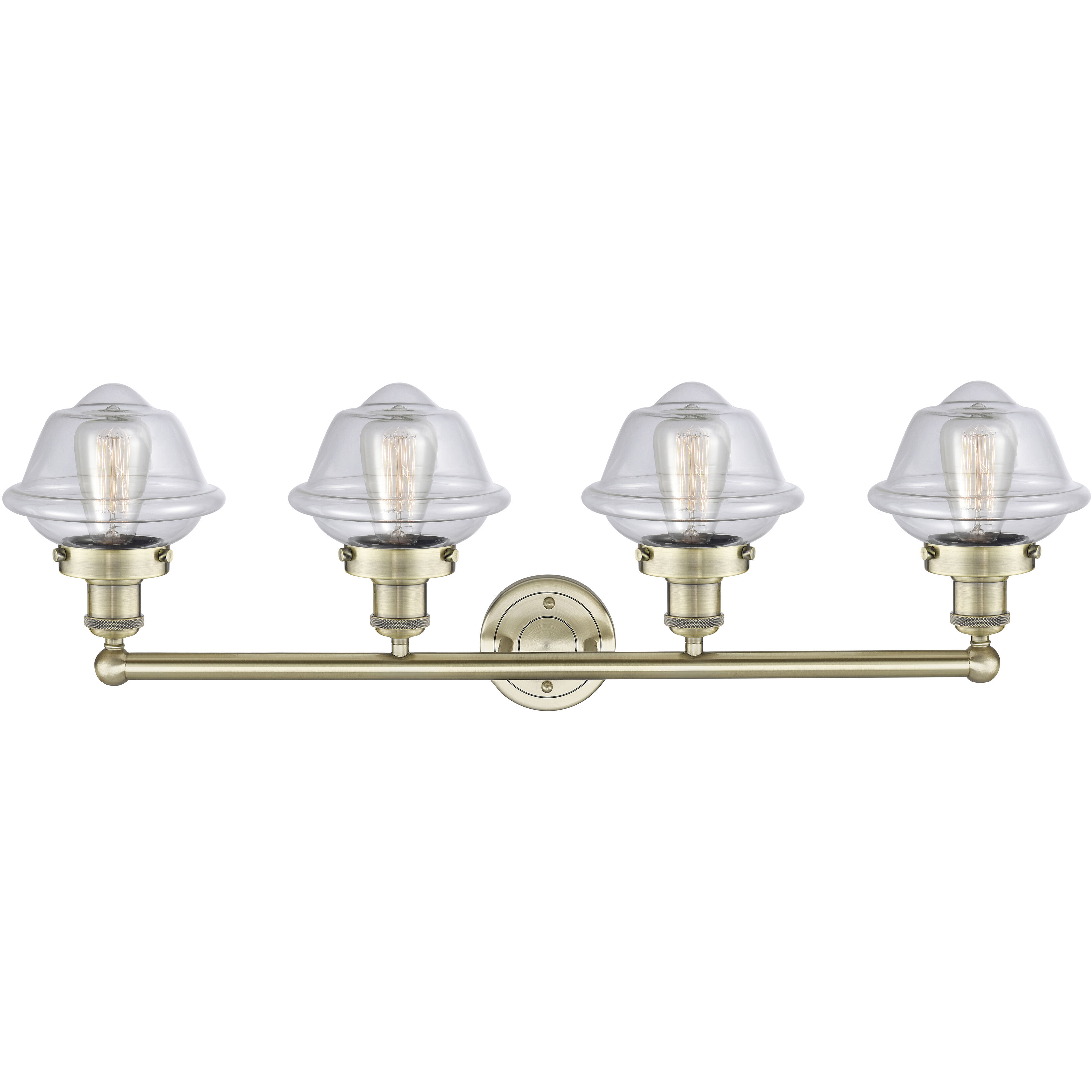 Oxford 4 Light 33.5 inch Antique Brass Bath Vanity Light Wall Light in Clear