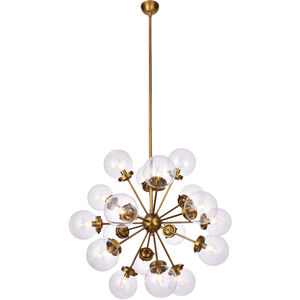 Landon 18 Light 26.5 inch Brass and Clear Chandelier Ceiling Light