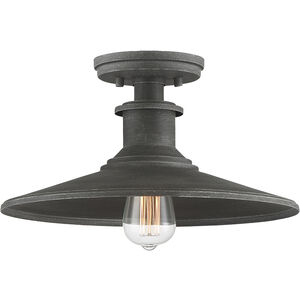 Aurora 1 Light 14 inch Weathered Pewter Semi-Flush Ceiling Light