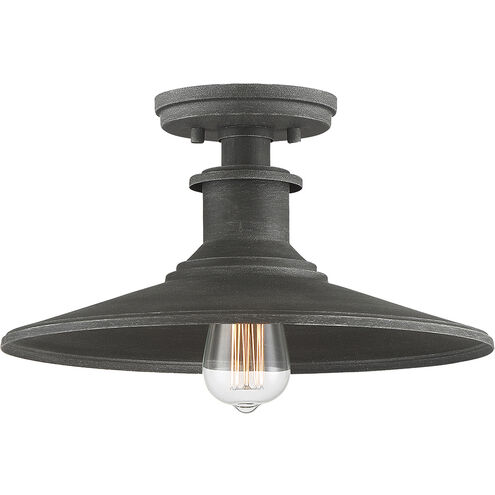 Aurora 1 Light 14 inch Weathered Pewter Semi-Flush Ceiling Light