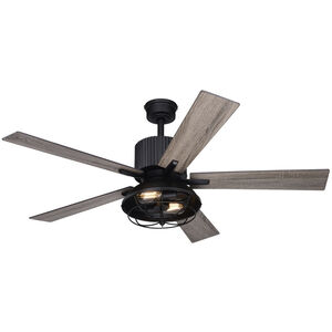 Elkhart 52 inch Black with Driftwood / Black Walnut Blades Ceiling Fan