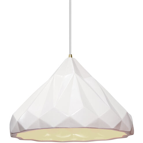 Radiance Collection 1 Light 12 inch Antique Brass and Gloss White and White Pendant Ceiling Light