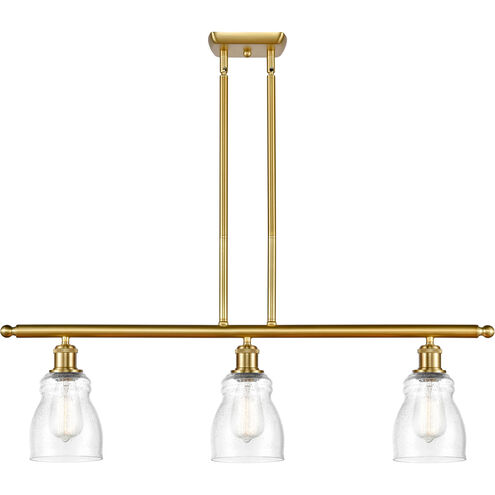 Ballston Ellery 3 Light 36 inch Satin Gold Island Light Ceiling Light in Seedy Glass, Ballston