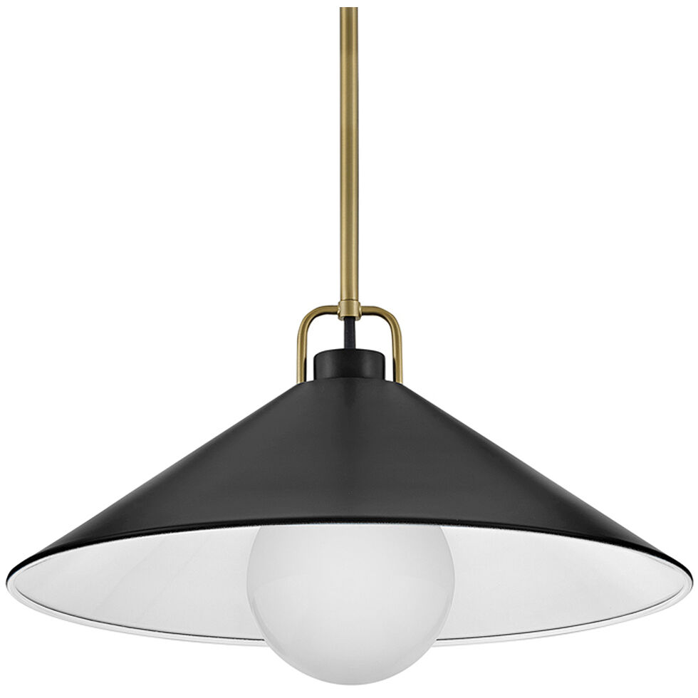 Milo LED 16 inch Lacquered Brass with Black accents Pendant Ceiling Light