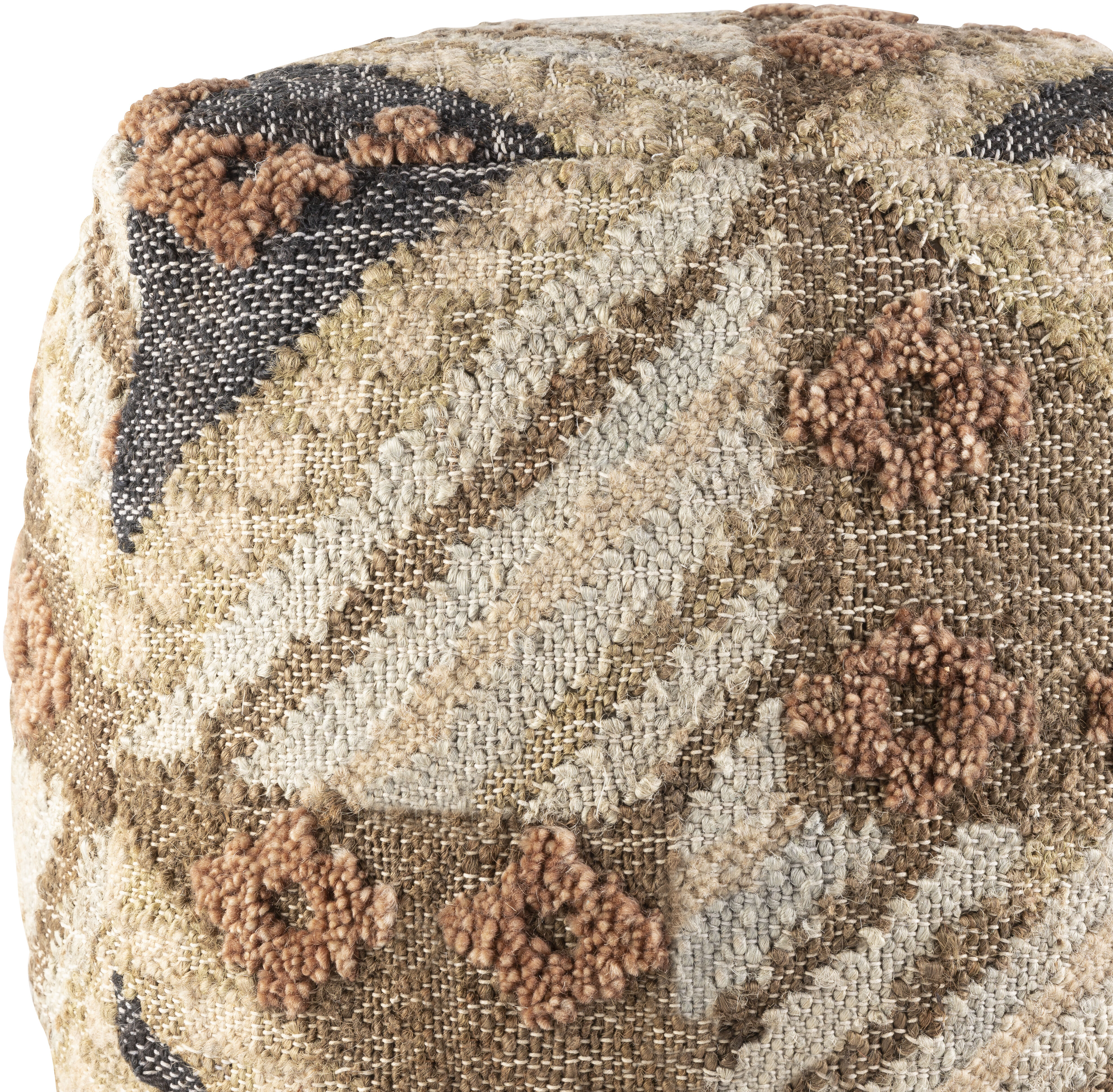 Luanda 18 inch Dark Brown Pouf, Cube