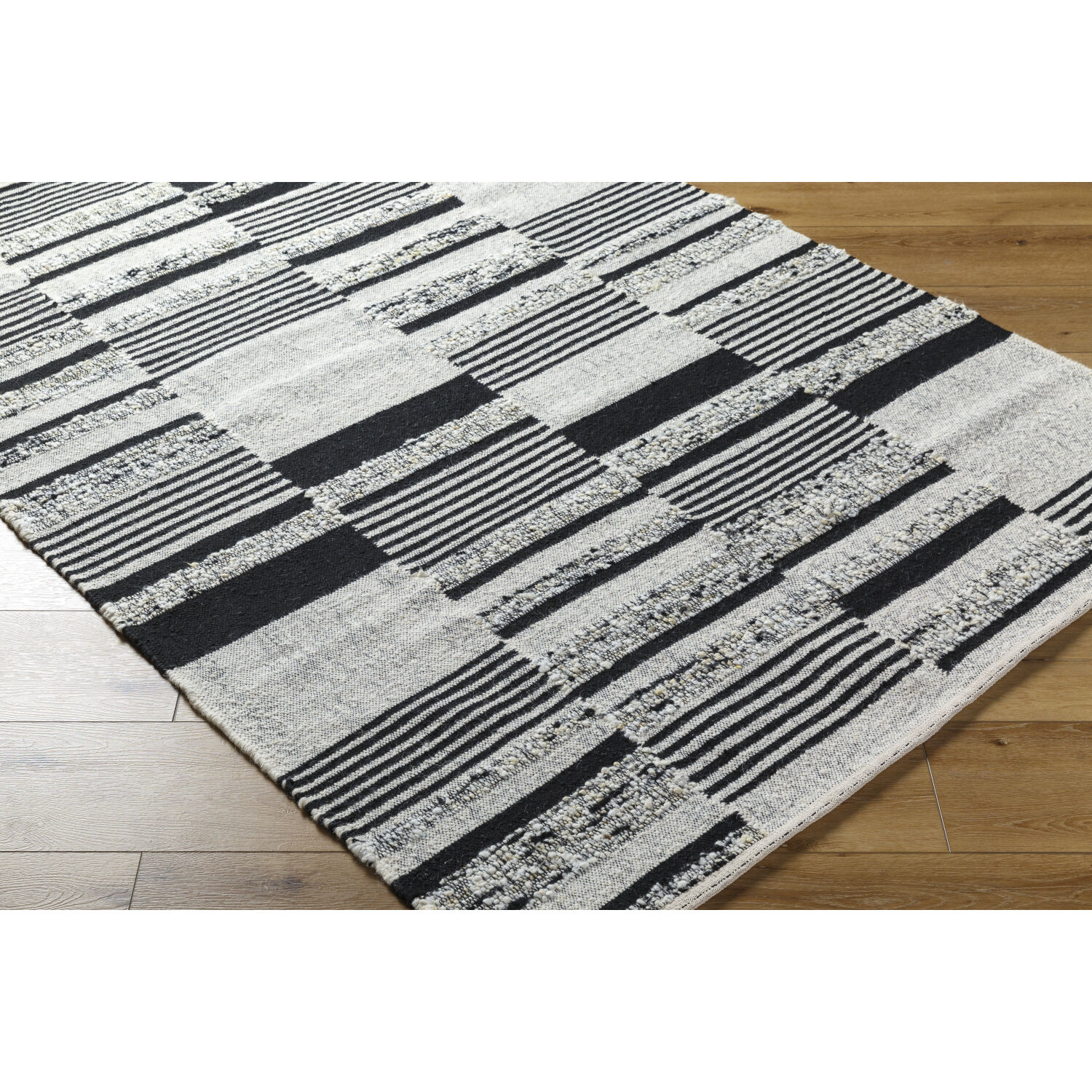 Goteborg 90 X 60 inch Ivory/Black Handmade Rug in 5 x 7.5