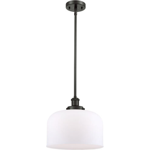 Ballston X-Large Bell LED 8 inch Oil Rubbed Bronze Pendant Ceiling Light in Matte White Glass, Ballston