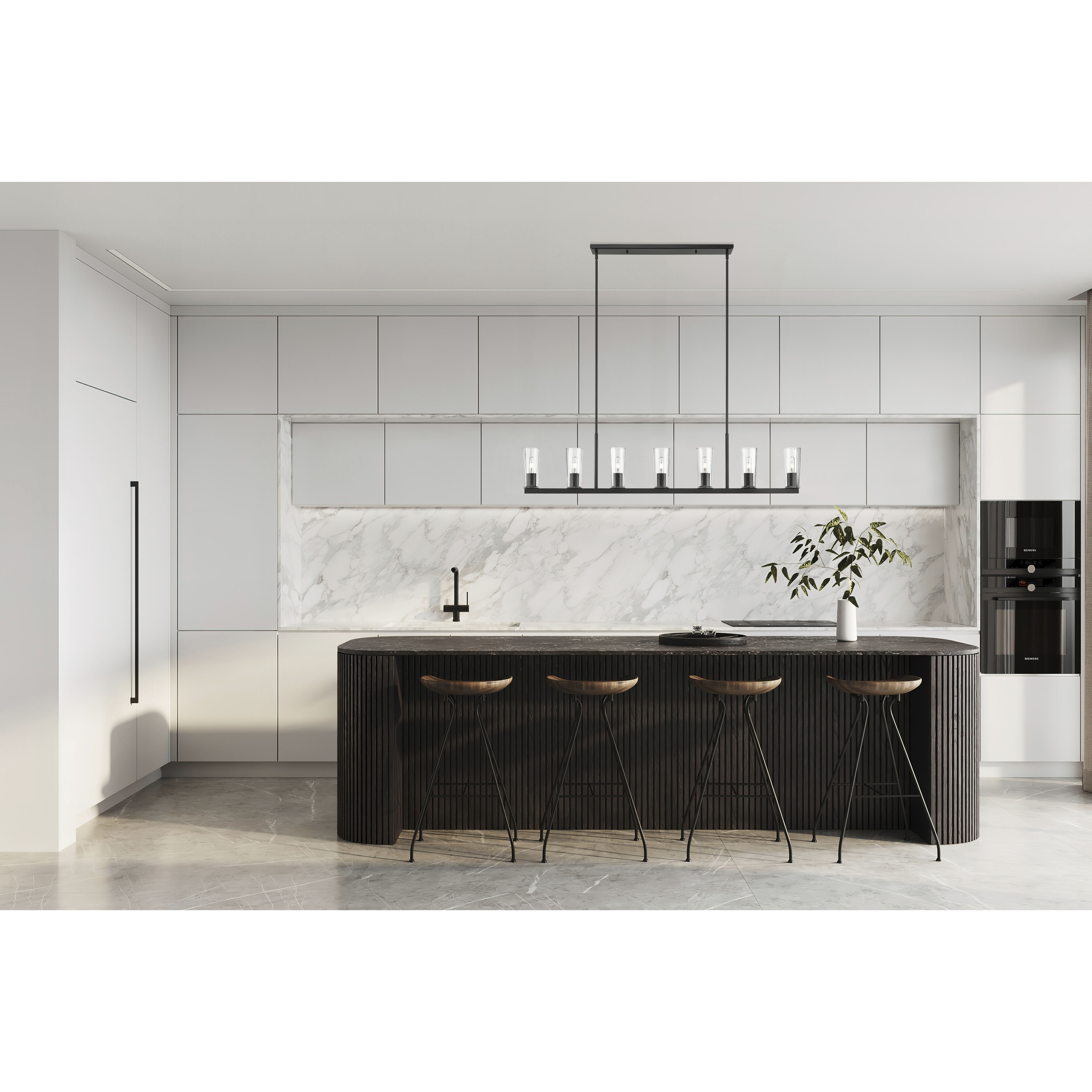 Titus 7 Light 63.5 inch Matte Black Linear Chandelier Ceiling Light