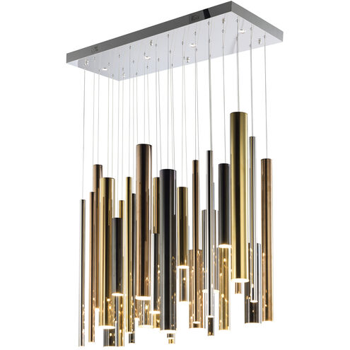 Flute LED 36 inch Multi-Plated Linear Pendant Ceiling Light