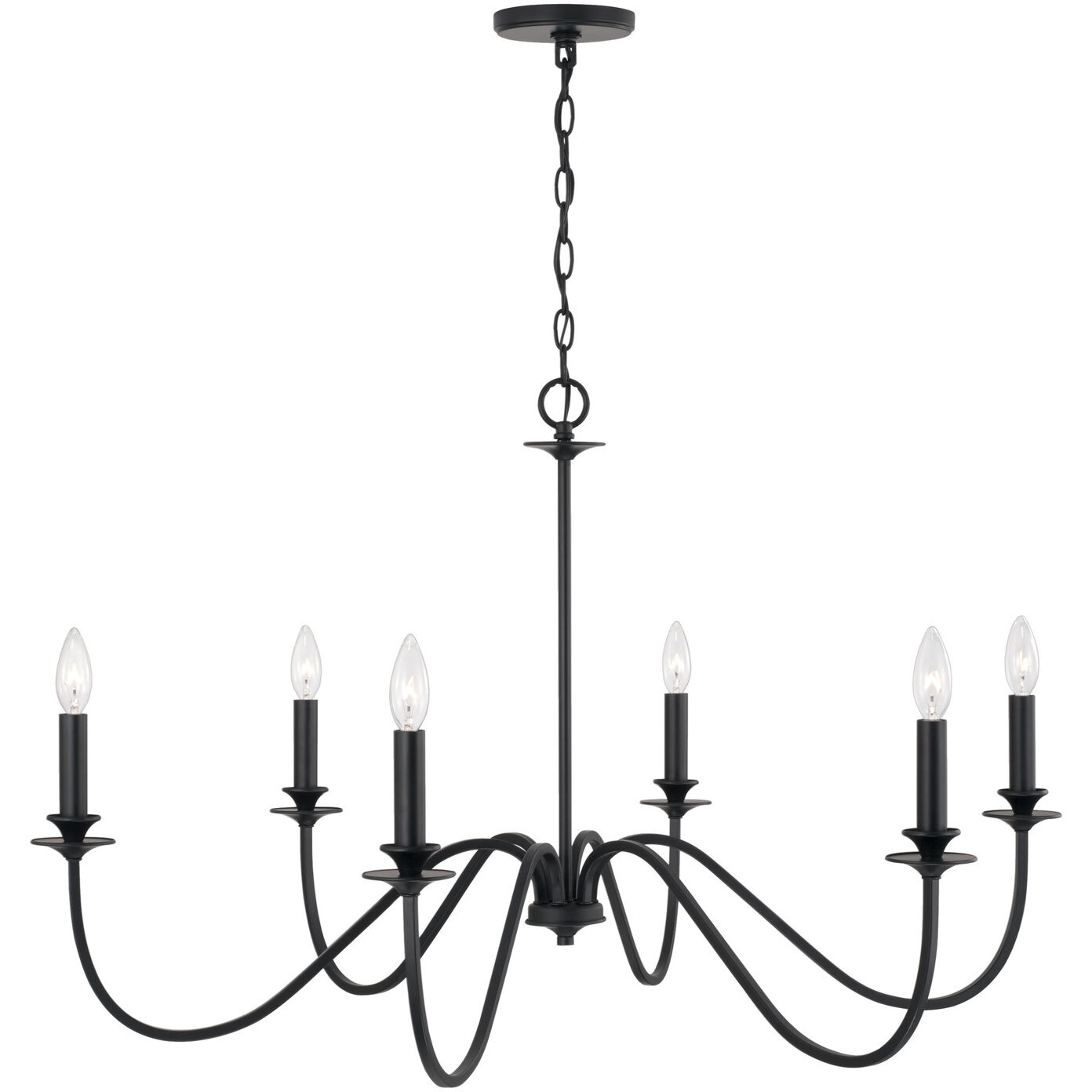 Weston 6 Light 38 inch Matte Black Chandelier Ceiling Light
