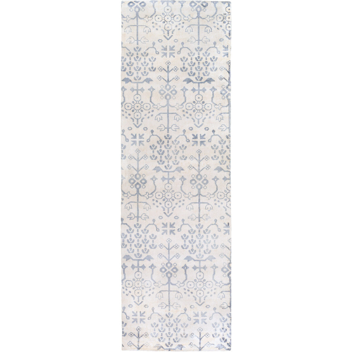 Shibori 96 X 30 inch Neutral and Blue Runner, Viscose