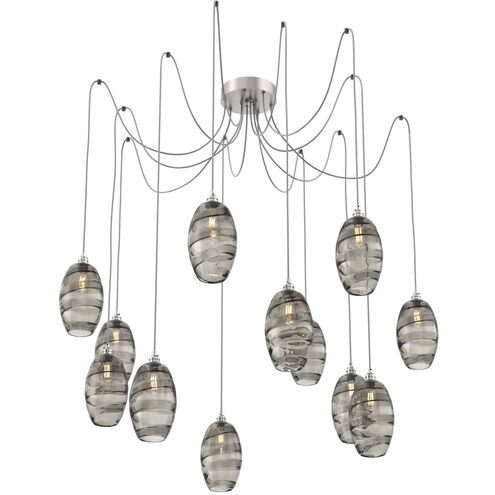 Ellisse 12 Light 15.5 inch Metallic Beige Silver Swag Multi-Pendant Ceiling Light in Smoke Optic