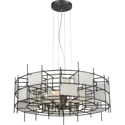 Spanish Alabaster 8 Light 32 inch Dark Graphite with Off White Chandelier Ceiling Light